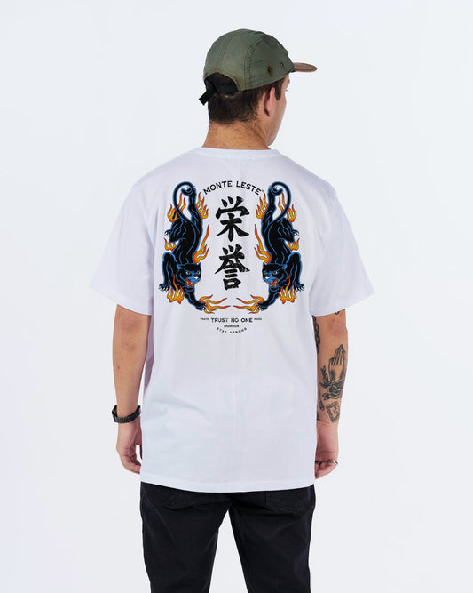 Printed T-Shirt - White Fire Tiger