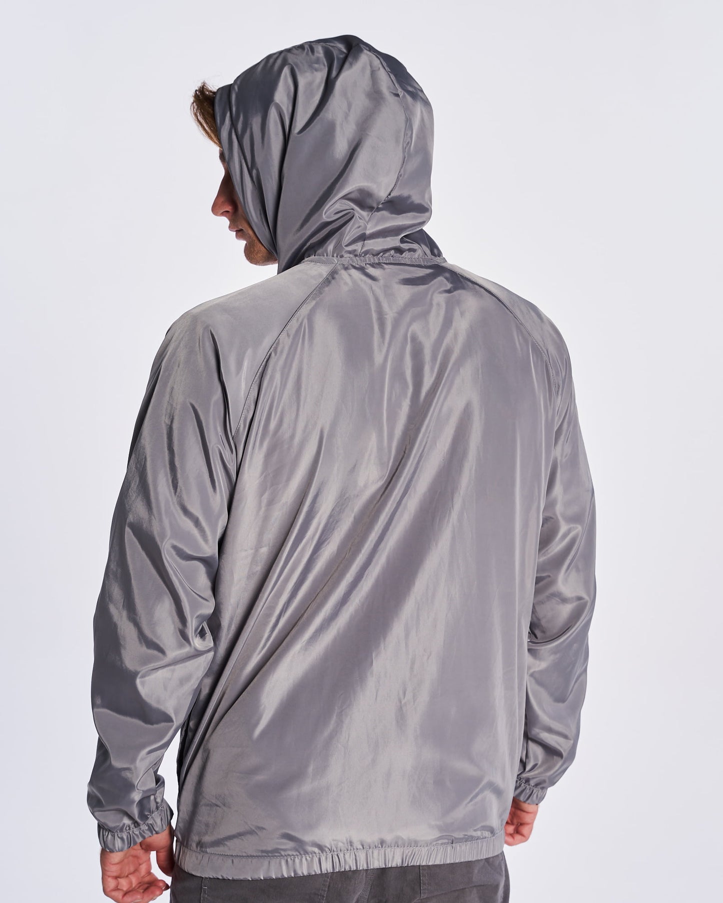 Hooded Windbreaker Jacket - Grey