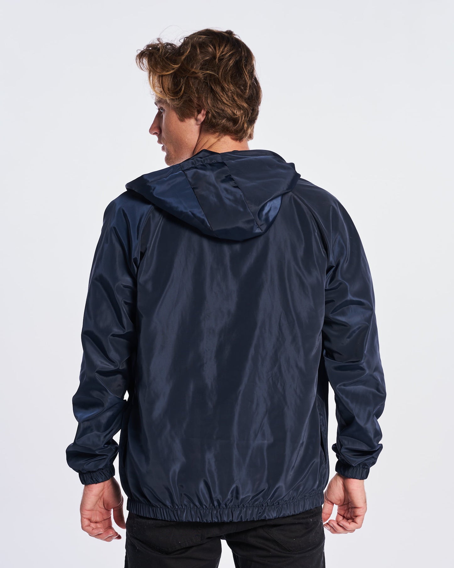 Hooded Windbreaker Jacket - Dark Blue