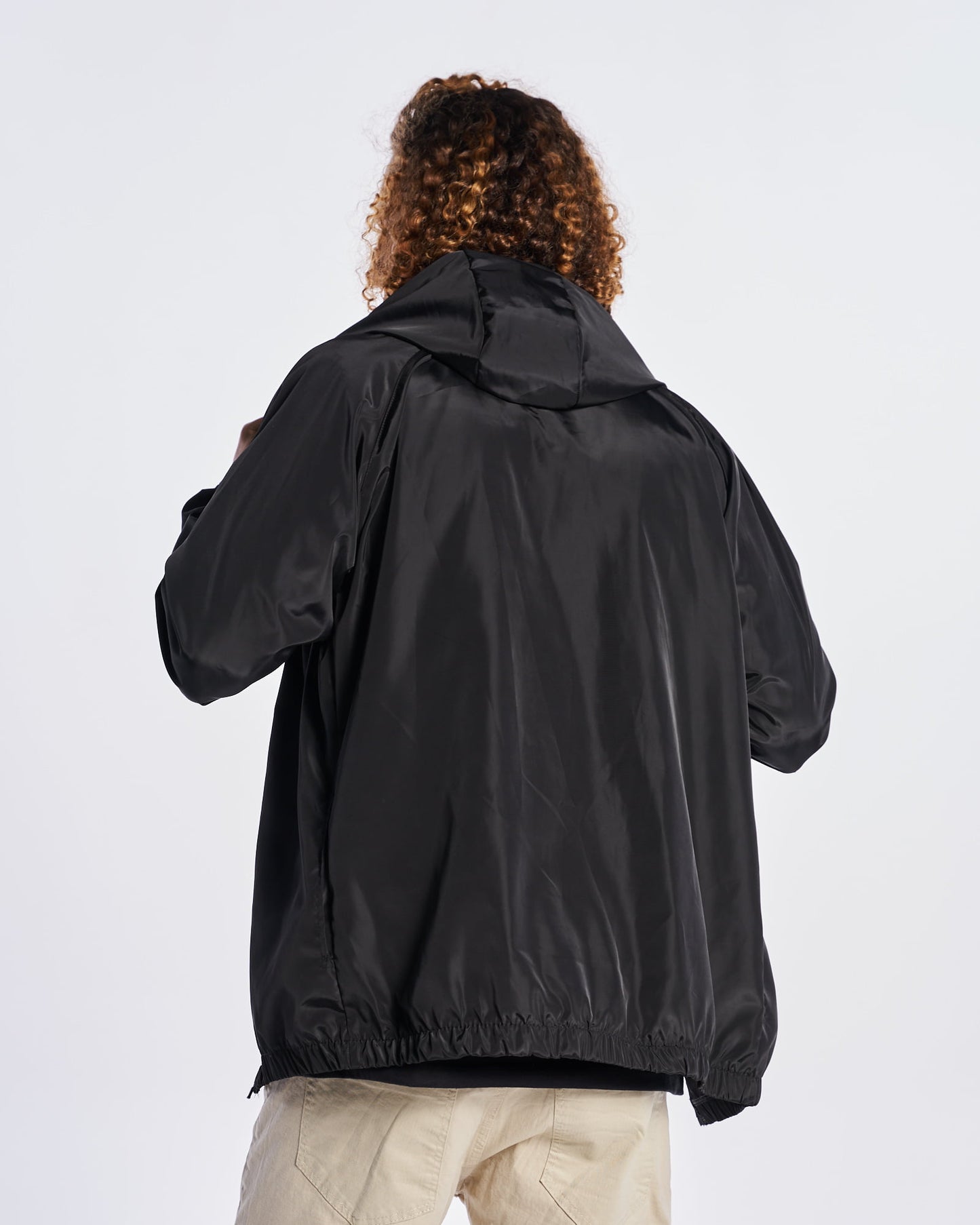 Hooded Windbreaker Jacket - Black